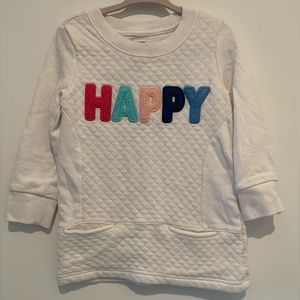 Gap white “HAPPY” sweatshirt dress. Size 2.